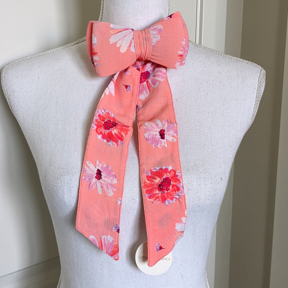 LoveShackFancy Lorna Floral Bow Barrette Hair Accessorie Coral Blaze - Picture 5 of 15